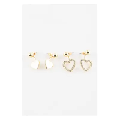 DEFACTO Women's Set of Heart Gold Earrings