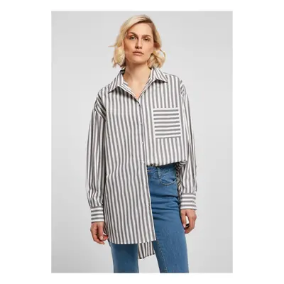 Women's Oversized Striped Shirt White/Dark Shade