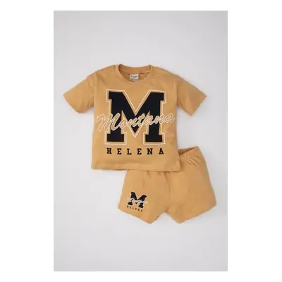 DEFACTO Baby Boy Printed Short Sleeve T-shirt Shorts 2-Piece Set