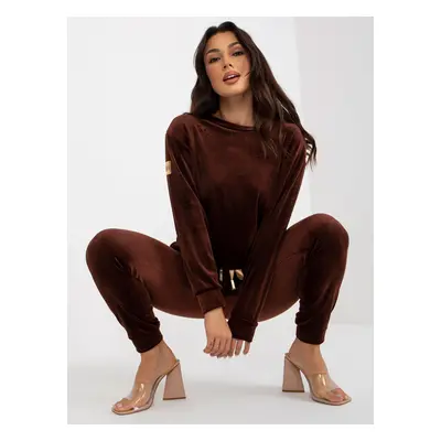 Dark brown velour set with trousers RUE PARIS