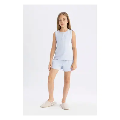 DEFACTO Girl's Tank Top Shorts Ribbed Camisole Pajama Set