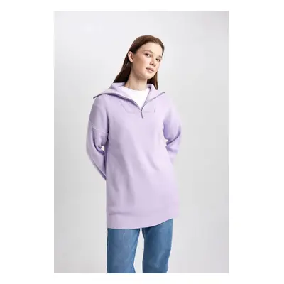 DEFACTO Regular Fit Zippered Stand Collar Sweater Tunic