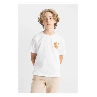 DEFACTO Boy's Crew Neck Printed Short Sleeve T-Shirt