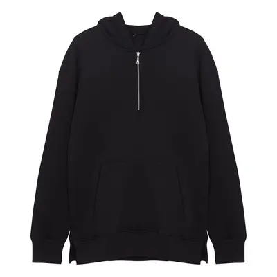 Trendyol Black Oversize/Wide Cut Zippered Hooded Sweatshirt