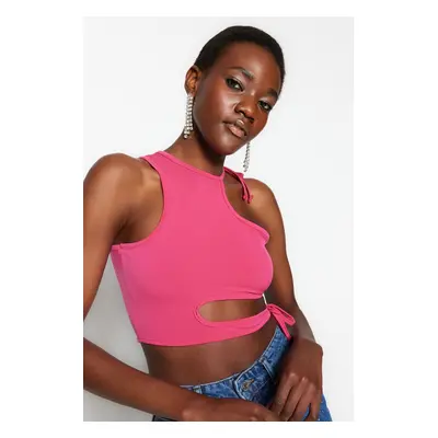 Trendyol Fuchsia Crop Knitted Window/Cut Out Detailed Blouse