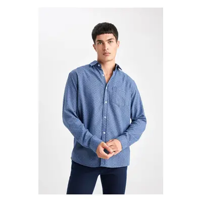 DEFACTO Regular Fit Textured Pocket Detail Long Sleeve Shirt