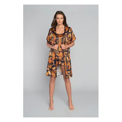 Women's Monstera bathrobe with short sleeves - print