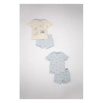 DEFACTO Baby Boy Printed Short Sleeve Shorts Cotton 4-Piece Pajama Set