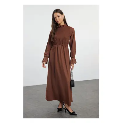 Trendyol Dark Brown Gimped Woven Dress