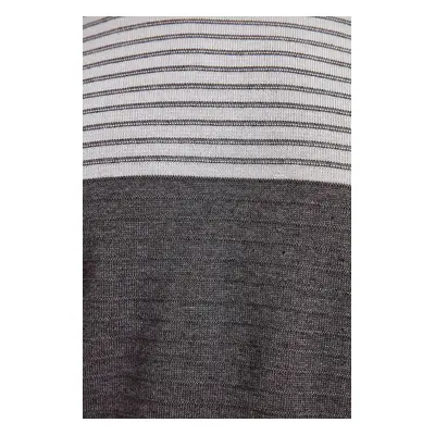 Trendyol Gray Slim Crew Neck Striped Knitwear Sweater