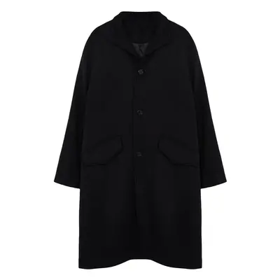 Trendyol Black Oversize Fit Stand Collar Long Stash Winter Coat