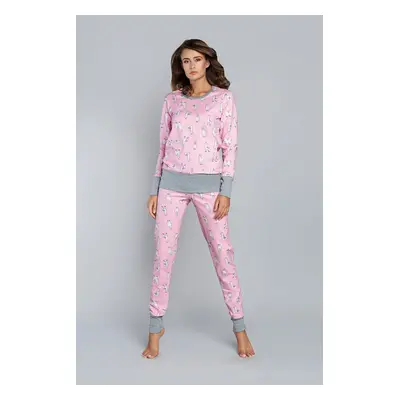 Women's pajamas Lama long sleeves, long pants - pink print