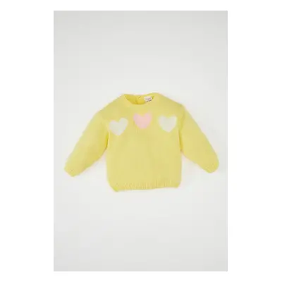 DEFACTO Baby Girl Crew Neck Heart Patterned Sweater