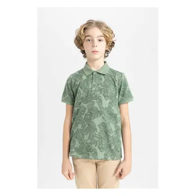 DEFACTO Boy's Patterned Pique Short Sleeve Polo T-Shirt