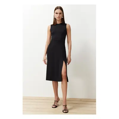 Trendyol Black More Sustainable A-Line/A-Line Slit Flexible Knitted Midi Dress