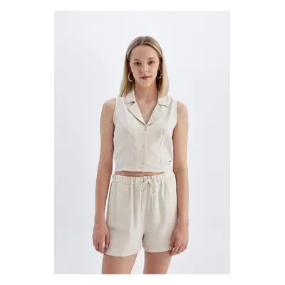 DEFACTO Regular Fit Normal Waist Linen Blend Shorts