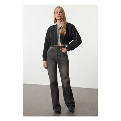 Trendyol Anthracite High Waist Wide Leg Jeans