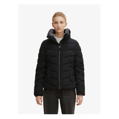 Women's Black Quilted Winter Jacket with Concealed Hood Tom Tailor