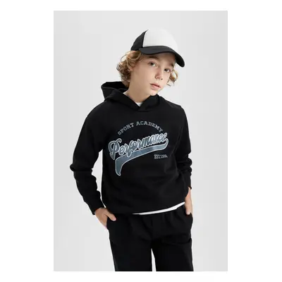 DEFACTO Boy's Hooded Printed Thick Sweatshirt