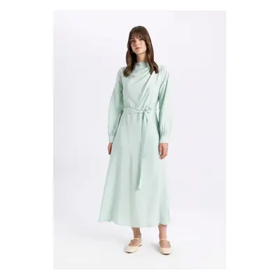 DEFACTO Regular Fit Half Turtleneck Basic Long Sleeve Maxi Dress