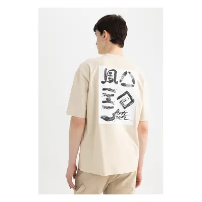 DEFACTO Oversize Fit Crew Neck Back Printed Short Sleeve T-Shirt