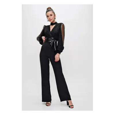 By Saygı Glitter Organza Sleeve Jumpsuit