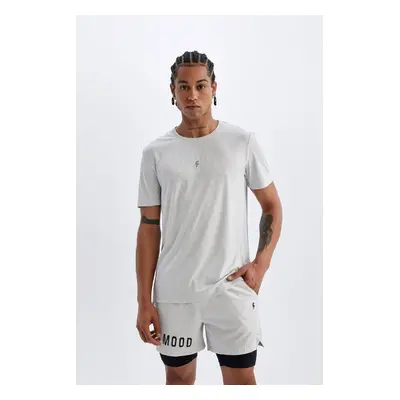 DeFactoFit Slim Fit Crew Neck Printed Short Sleeve Sports T-Shirt