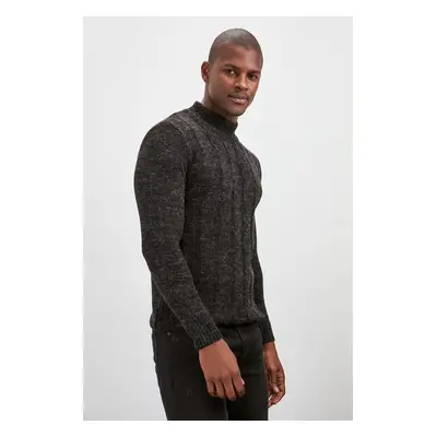 Trendyol Black Slim Half Turtleneck Hair Knit Sweater