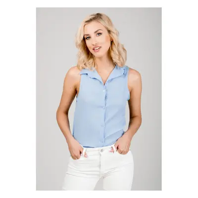 Women's pleated sleeveless shirt - blue