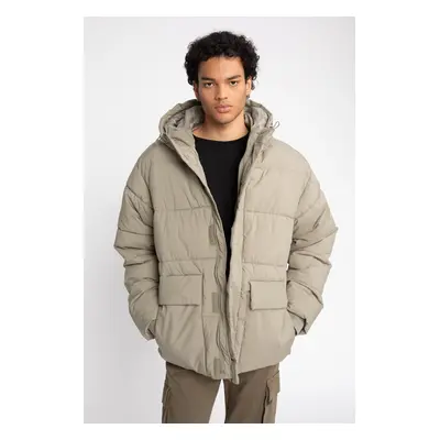 DEFACTO Hooded Zippered Double Pocket Puffer Jacket