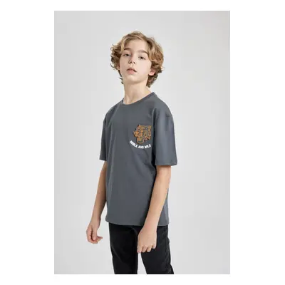 DEFACTO Boys Oversize Fit Crew Neck Printed Short Sleeve T-Shirt