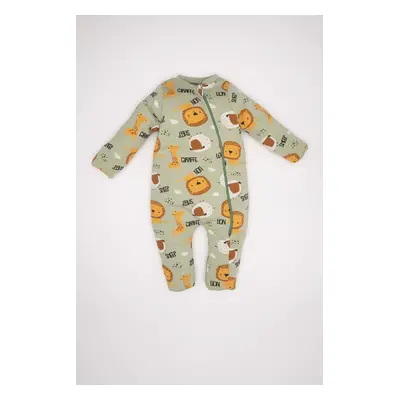 DEFACTO Baby Boy Newborn 2.5 Tog Fiber Animal Patterned Long Sleeve Combed Cotton Jumpsuit