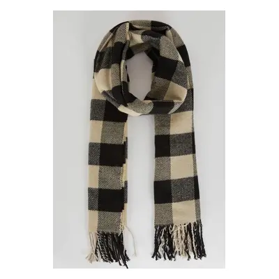 DEFACTO Women's Checkered Tasseled Knitwear Scarf