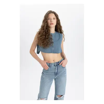 DEFACTO Afra X Crop Backless Jean Blouse