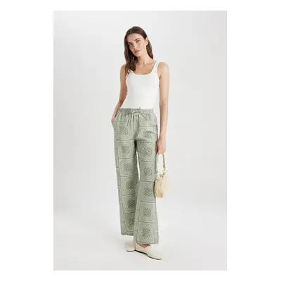 DEFACTO Wide Leg Patterned Rise Wide Leg Comfort Trousers