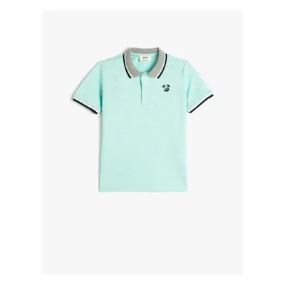 Koton Polo T-Shirt with Short Sleeves and Buttons, Embroidered Detail Cotton.