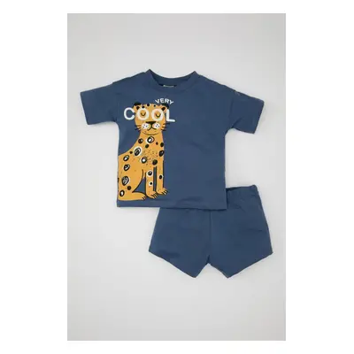 DEFACTO Baby Boy Printed Short Sleeve T-Shirt Shorts 2-Piece Set