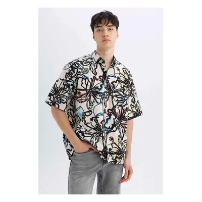 DEFACTO Relax Fit Printed Cotton Short Sleeve Shirt