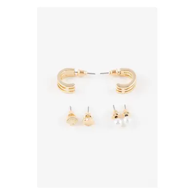 DEFACTO Woman's 3-Piece Gold Earring