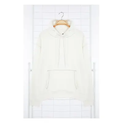 Trendyol White Premium Oversize/Wide Cut Sweatshirt with Stitching Detail