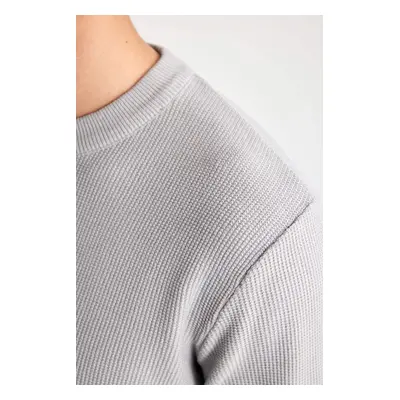 DEFACTO Standard Fit Regular Cut Crew Neck Mouline Patterned Knitwear Sweater