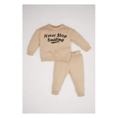 DEFACTO Baby Boy Printed Sweatshirt Tracksuit Bottom 2-Piece Set