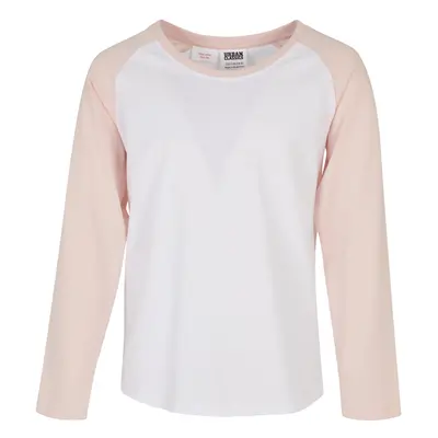 Girls' contrasting raglan long sleeves white/pink