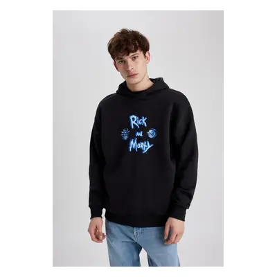 DEFACTO Rick And Morty Oversize Fit Hooded Sweatshirt