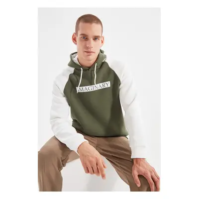 Trendyol Khaki Regular/Normal Cut Slogan Printed Inside Polar Fleece/Warm Sweatshirt