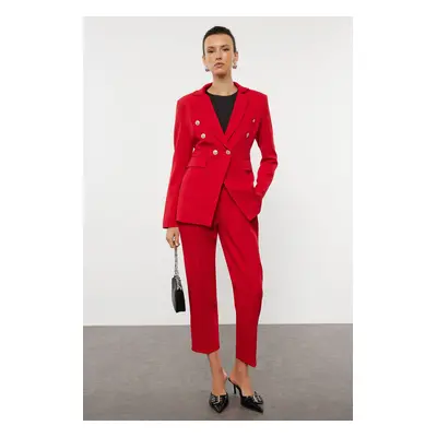 Trendyol Red Woven Trousers Blazer Jacket Bottom-Top Set