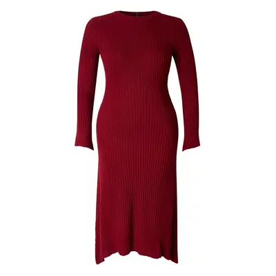 Trendyol Curve Burgundy Corduroy Midi Length Knit Dress