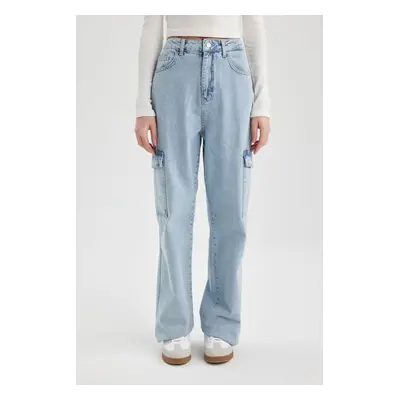 DEFACTO Wide Leg Cargo High Waist Wide Leg Long Jeans