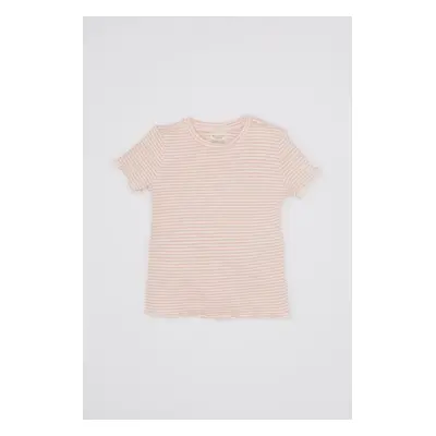 DEFACTO Baby Girl Crew Neck Striped Corduroy Short Sleeve T-Shirt