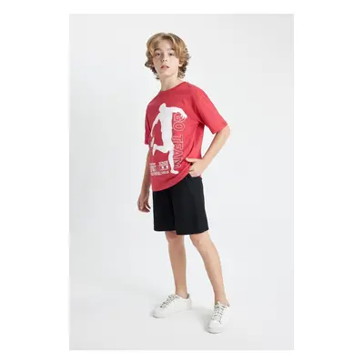 DEFACTO Boy's Printed Short Sleeve T-Shirt Shorts 2-Piece Set